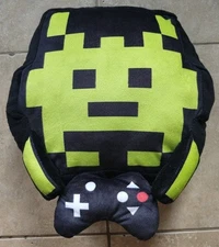 Space Invaders Alien Plush Pillow Video Gamer & Controller 10" Stuffed New BMI