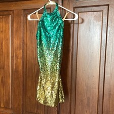 Revolution  Girls Night Out  Green Gold Sequin Girls Dance Dress Size SA