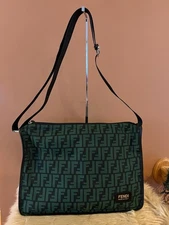 Fendi Green Logo Nylon Messenger Bag Preloved