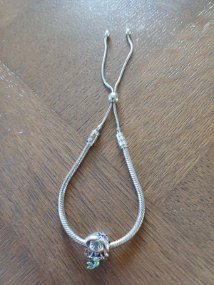 Schiebearmband Silber PENDORA + CHARM Kleine Meerjungfrau Disney Disneyland sehr guter Zustand