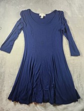 Forever 21 Blue Fit & Flare Scoop Neck 3/4 SleeveDress Knee Length Size M