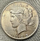 1925-P Peace Dollar KM# 150~Almost Uncirculated+ Very Sharp Details~Feathers ++