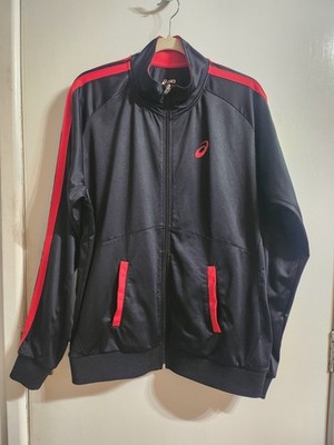 Asics Trainingsjacke schwarz rot Full Zip Regular Herren Größe XL 