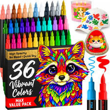 36 Acrylic Paint Markers - Paint Pens for Drawing - for Fabric, Rock, Glass, Woo