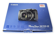 Cannon Digital Camera PowerShot SX110 IS 9 MP w/SD Card and Original Box WORKS