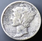 1936-D 10C Mercury Dime SEMI-KEY DATE! Leopard Toning VF (#7865)