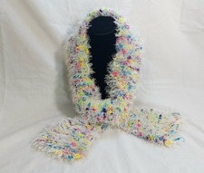 Handmade Knitted 48 Inch Fuzzy Colorful Scarf