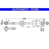 ATE 24.5176-0475.3 Bremsschlauch FüR Opel Chevrolet Mokka Mokka Trax J13