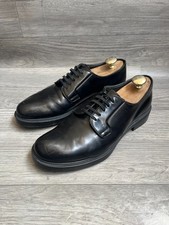 Prada black patent leather derby dress shoes uk 8 US 9