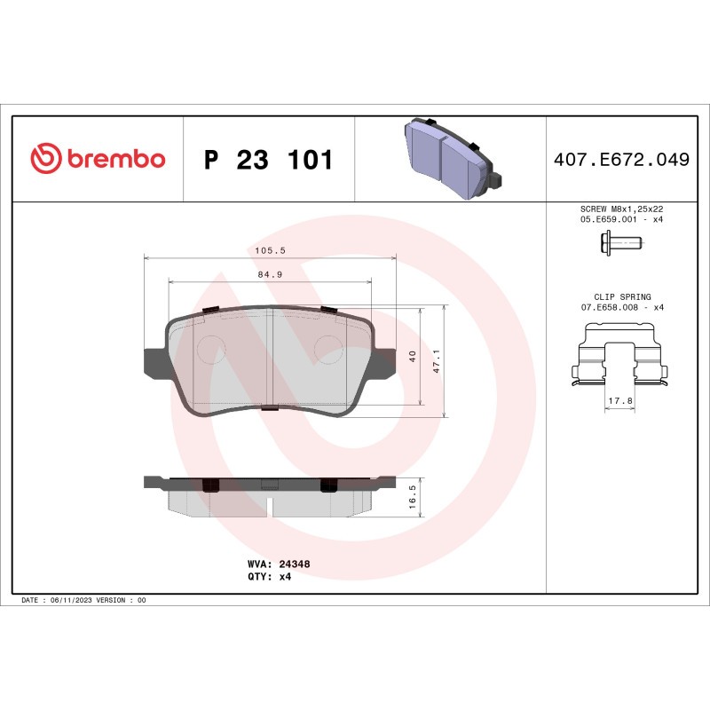 Brake pads P 23 101 BREMBO for FIAT CROMA CROMA Estate Van - Image 6
