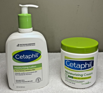 Cetaphil 20 OZ Body Hydrating Moisturizing Cream & 20 OZ Moisturizing Lotion