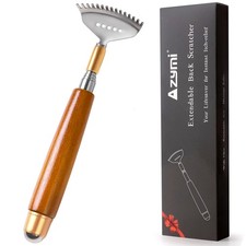 Back Scratcher, Metal Back Scratcher Telescopic Wooden Handle with Steel Roll...