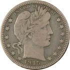 1915 S Barber Silver Quarter F Fine 25c Coin Collectible