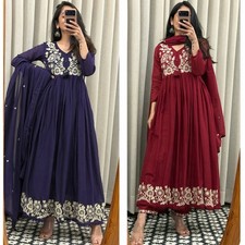 Women's Anarkali Kurta Pant Dupatta Set Indian Ethnic Embroidered 3 Piece Suit