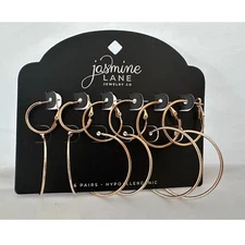 New Jasmine Lane Jewelry Gold Hoop Earring Variety Pack - 6 Pair