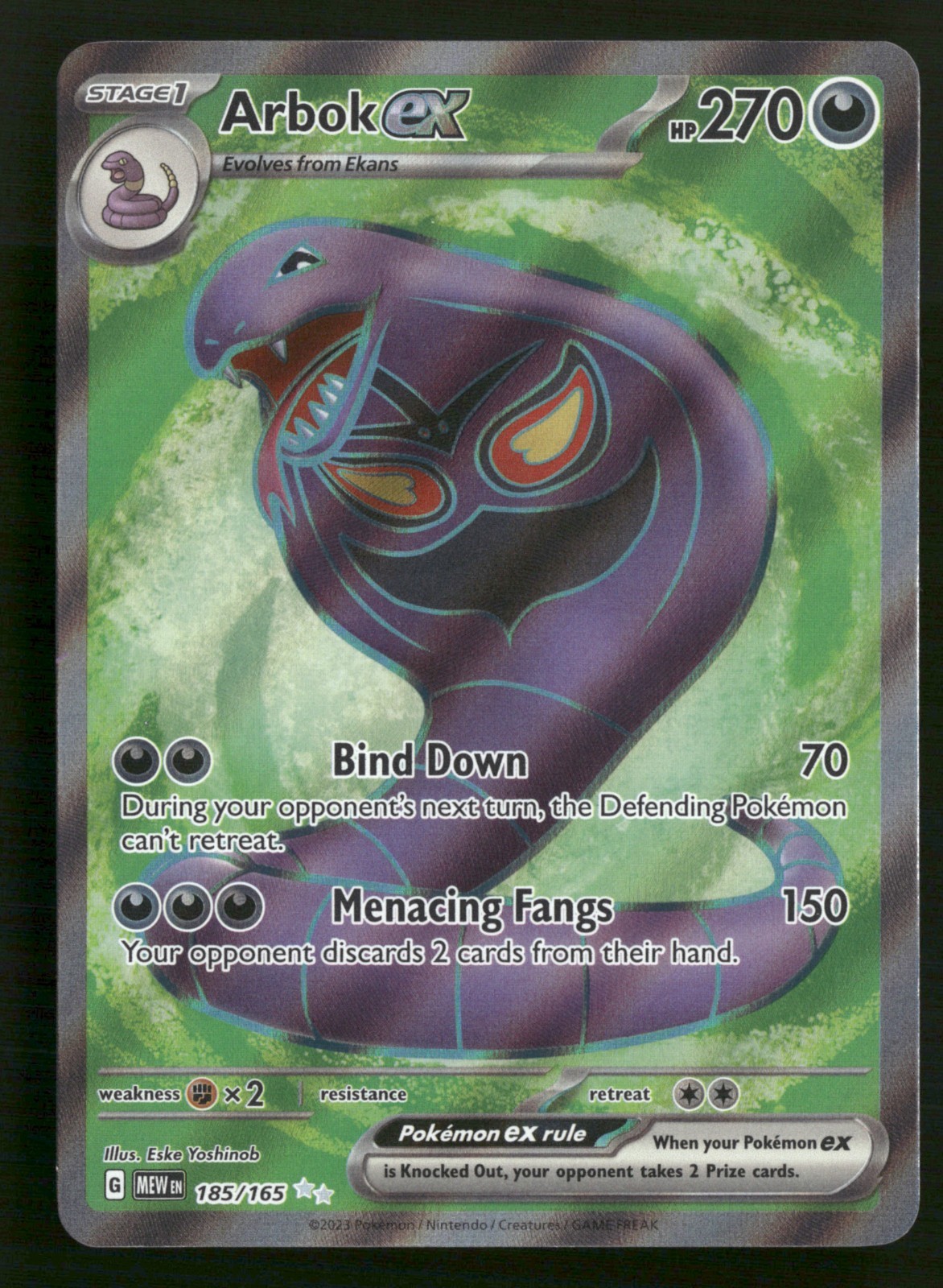 Arbok ex - 185/165 - Ultra Rare - Scarlet & Violet 151 - Pokemon Card - NM/M