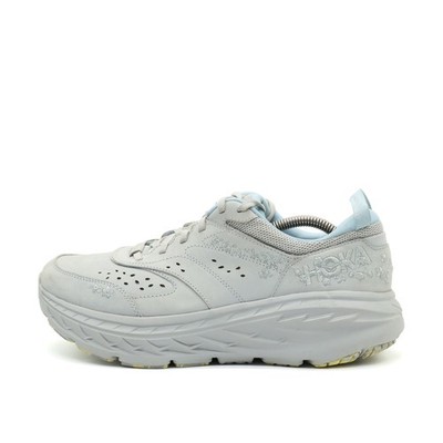 Hoka One Damen Bondi L BP Laufschuhe Grau Leder Maximalsohle Sneaker EU 42