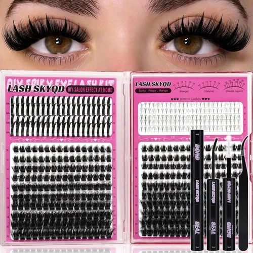 Lash Clusters Kit 472Pcs Mega 80+100D Eyelash Clusters Kit with Bottom+Spikes  - product listing photo