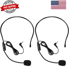 2Pcs Microphone Headset Mic, Flexible Wired Boom for Voice Amplifier, 3.5mm C...