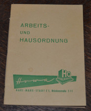 Arbeits- und Hausordnung HOWA HO-Warenhaus Karl-Marx-Stadt Brückenstraße um 1954