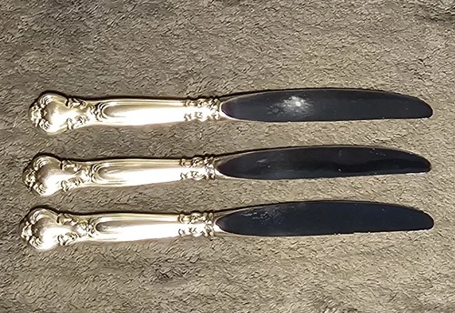 Lot Of 3 Chantilly Gorham Sterling Silver Dinner Place Knife 206 Grams 9.25"