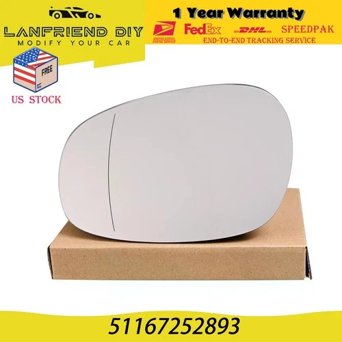 Fit For BMW 128i 135i 328i  51167252893 Left Side View Mirror Glass Heated