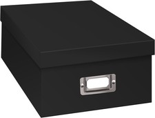 Black Photo Storage Box Cardboard 11.75"L x 7.75"W x 4.5"H Photo safe acid free