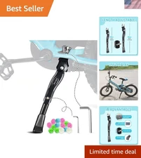 Kids Bike Kickstand Adjustable Folding Aluminum Metal Center Mount Black 16 1...
