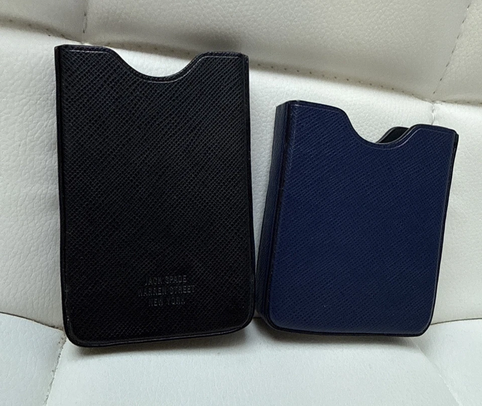 Jack Spade Slide Case Wallet Two Piece Card Holder Crossgrain Black Blue Leather - Image 2 of 4