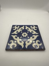 9-Piece Ceramic Talavera Mexican Tile 4x4   Blue  White Glazed Terracotta