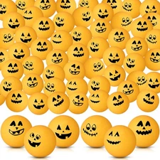 New Jenaai 60 Pcs Halloween Jack O Lantern Balls Orange Plastic Fake Funny Table