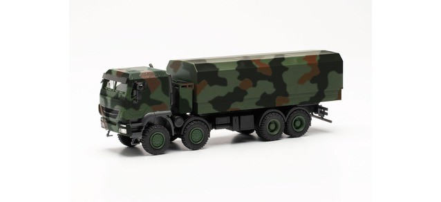 Herpa 746922 - 1/87 Iveco Trakker 8x8 Protected Flatbed Truck, Flecktarn Design