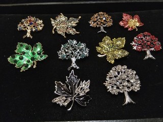 10 Different Pieces Of Leaf Tree New Costume Jewelry Brooches Pins Jewelry Lot
