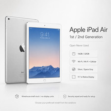 Apple iPad Air 1/2nd Generation, Grey/Silver, 16/32GB, WIFI/Cellular