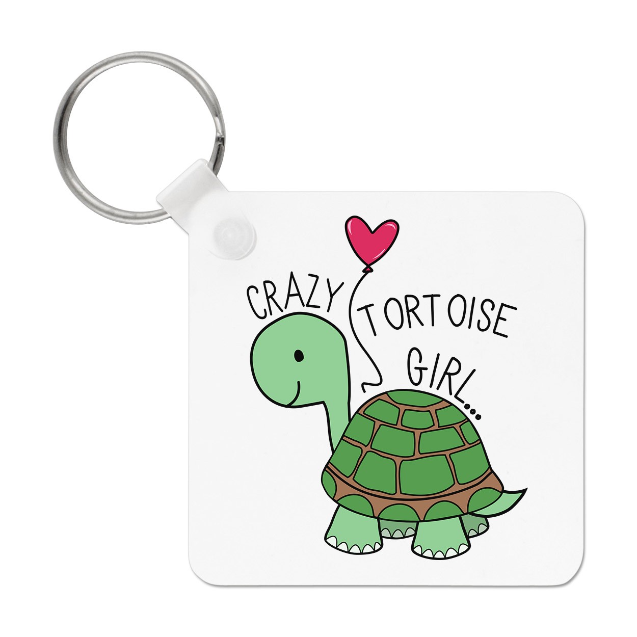 Crazy Tortoise Girl Keyring Key Chain Animal Joke Pet Daughter Kids Funny