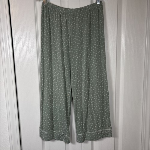 Eberjey Gisele Pajama Set XS Geo Print Pistachio Modal Crop Pants Short Sleeve - Picture 9 of 15