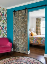 Vintage Hand Carved Barn Door Colorful Reclaimed Wood Farmhouse Barn Door 8ft