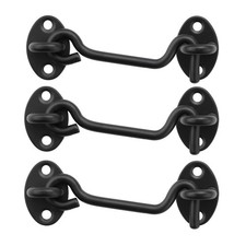 3 PCS 4 Inch Hook Eye Latch Doors Barn Lock Black Gate Stainless Steel Duty