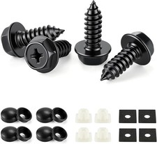 LivTee Rustproof License Plate Screws 4 Set Stainless Steel Black
