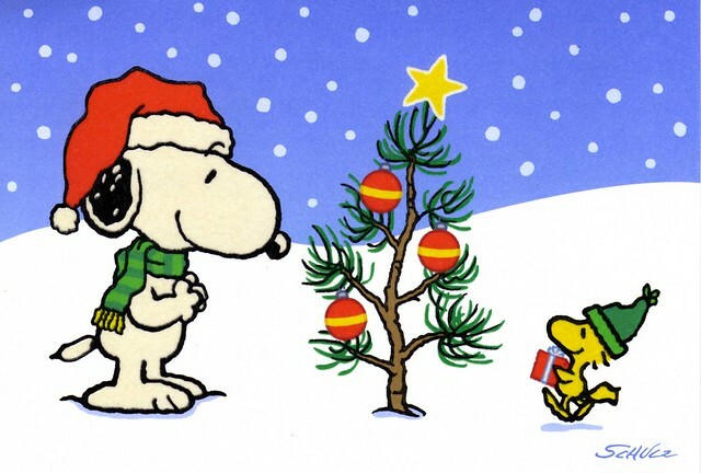 Charlie Brown Snoopy & Woodstock Decorating Christmas Tree 8x10 Fabric Block | eBay UK