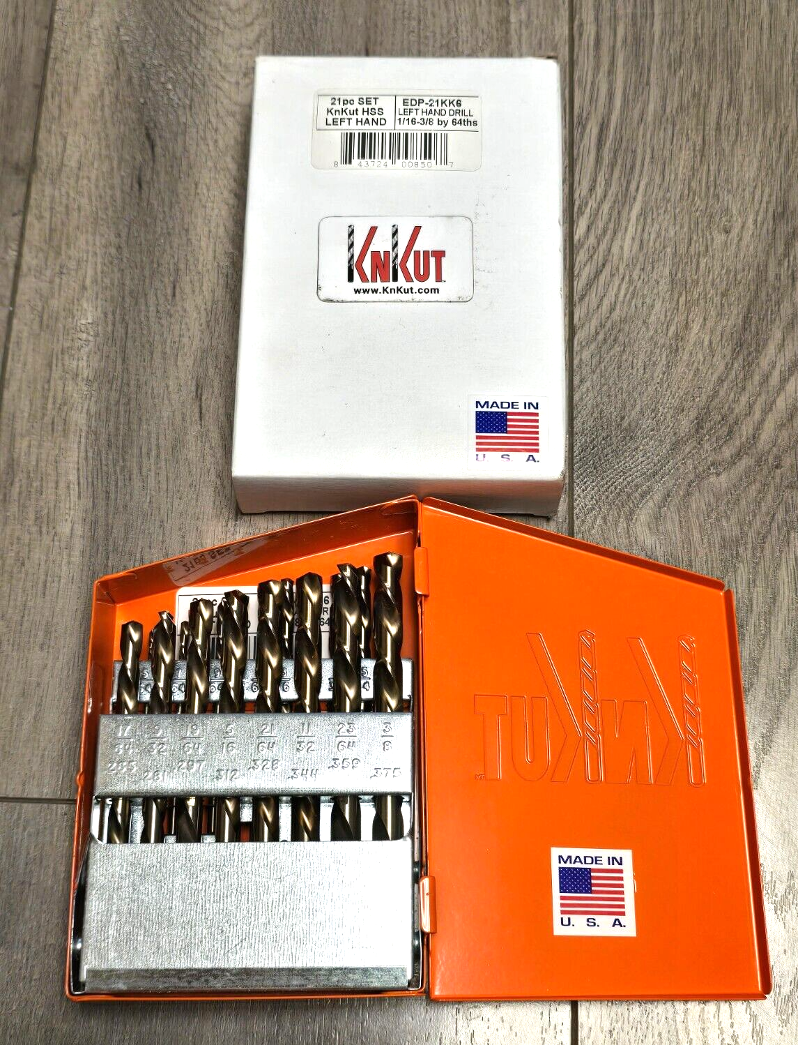 KNKUT 21pc Left Hand drill bit set for Broken Bolts 1/16" to 3/8" USA ...