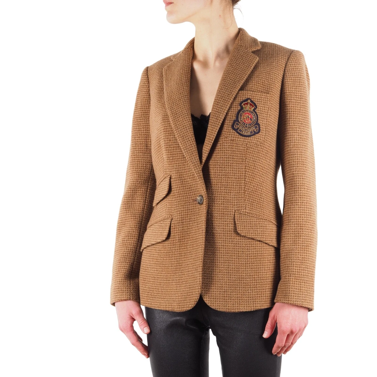 Ralph Lauren Vintage Women s Wool Tweed Brown Jacket Sport Coat