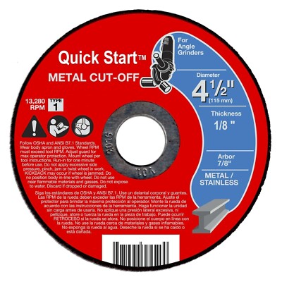 4.50'' × 1/8'' × 7/8'' Metal & Stainless Steel Cut Off Wheels Cutting Discs 25 PACK