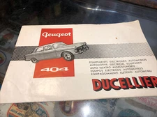 Peugeot 404 Ducellier Vintage Auto Electrical Equipment Brochure