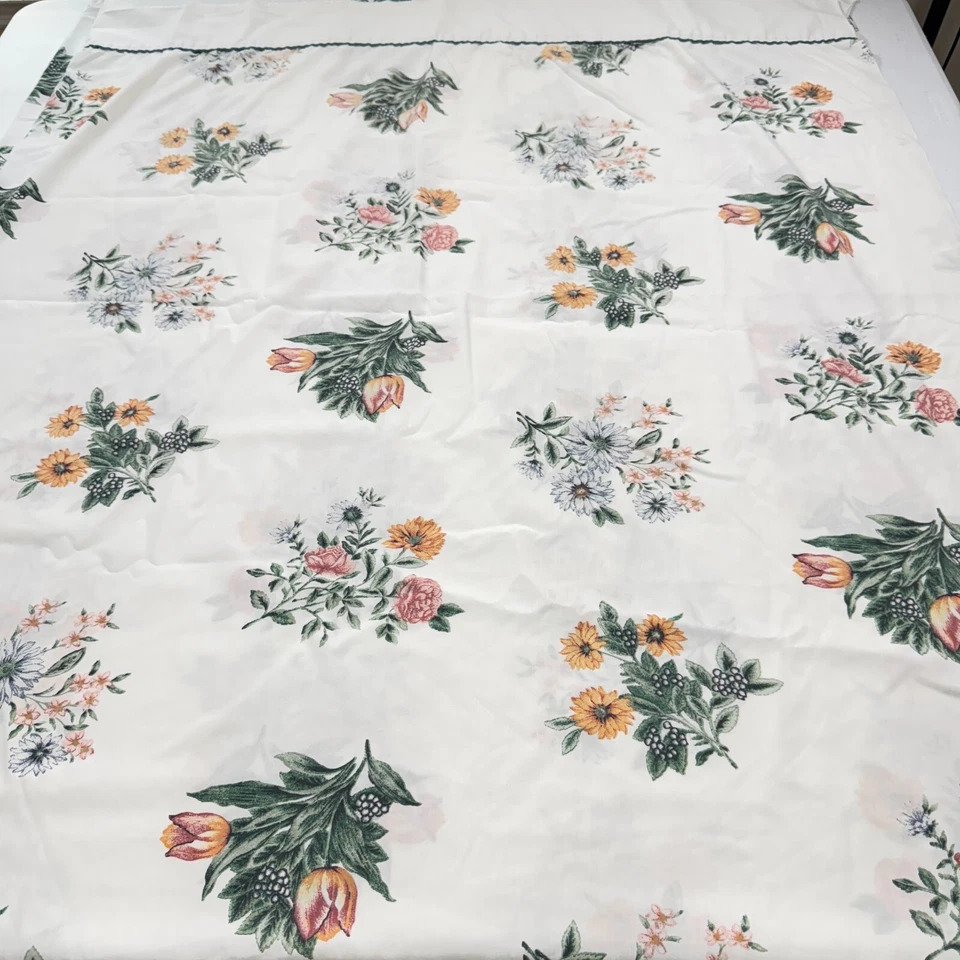 vintage springs twin queen sheet orange floral blend large blooms y2k 90s - Image 3 of 4