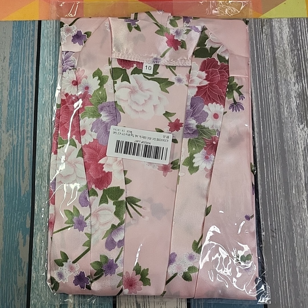 NEW Lt Pink Floral Satin Kimono Short Bath Robe Sleepwear Pageant