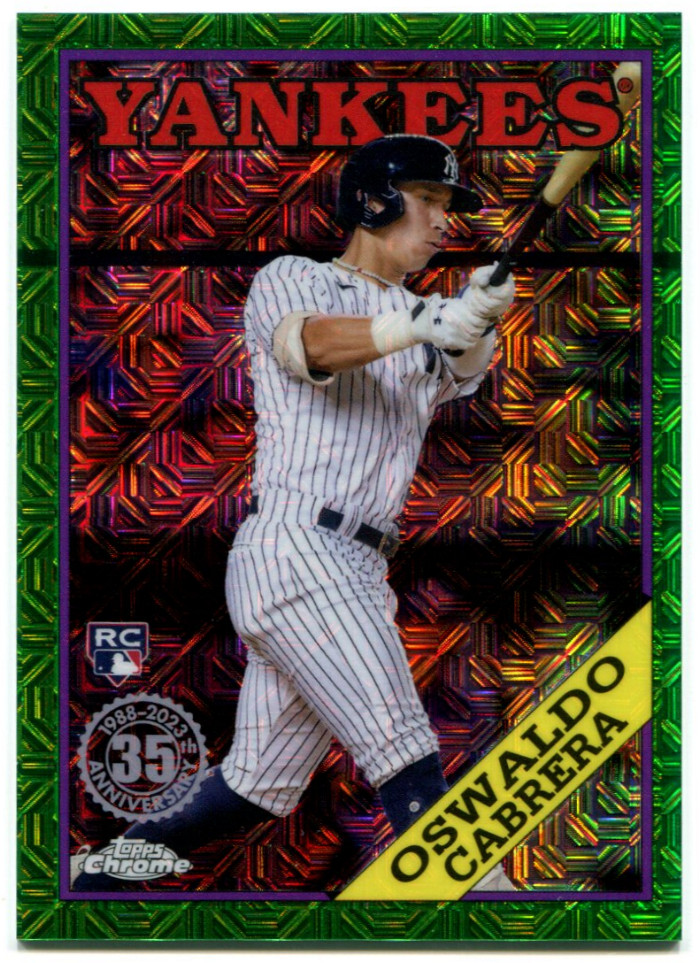 2023 Topps Series 1 Oswaldo Cabrera Silver Pack Mojo Green Parallel /99 Yankees