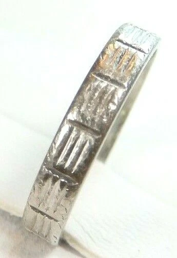 Antique Art Deco Wedding Band Ring Platinum Finger Size 4.5 UK-I 2.98MM - Image 3 of 4