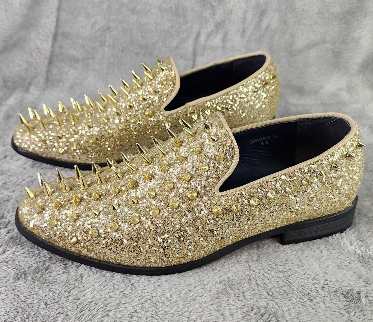 Alberto Fellini Shoes Mens Size Gold Sparko Fashion Spiked