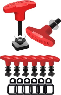GPCA Tie Down Anchor/T-Handle Quick Removal Bolts Set Jeep Bronco (6 Pack - RED)